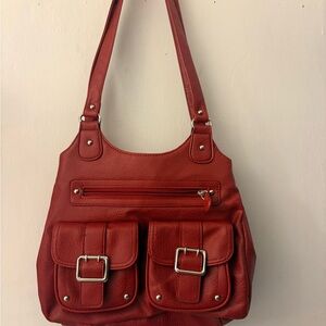 Stylish Red Leather Shoulder Bag